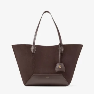 Borsa Tote Diamond media in pelle scamosciata color caffè Borsa Tote Diamond media in pelle scamosciata color caffè