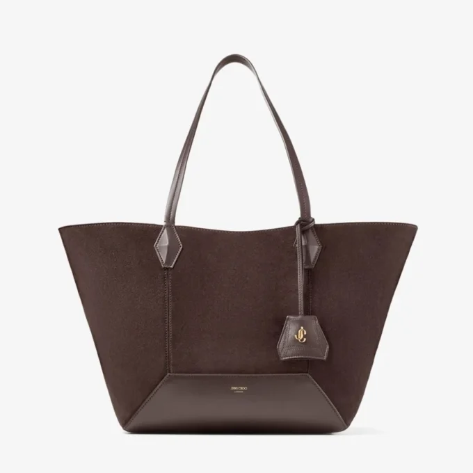 Borsa Tote Diamond media in pelle scamosciata color caffè Borsa Tote Diamond media in pelle scamosciata color caffè