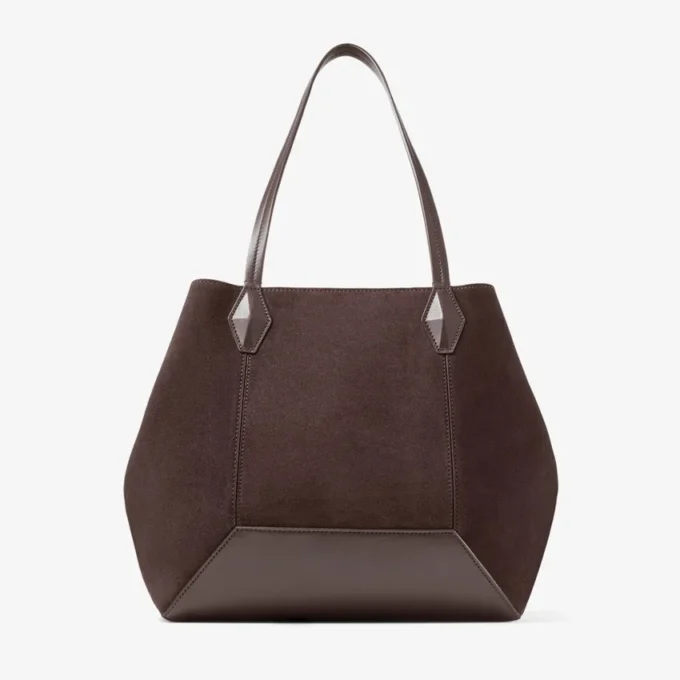 Borsa Tote Diamond media in pelle scamosciata color caffè Borsa Tote Diamond media in pelle scamosciata color caffè