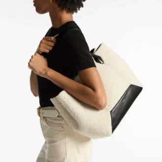 Borsa Tote Diamond media in shearling naturale