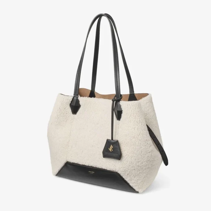 Borsa Tote Diamond media in shearling naturale Borsa Tote Diamond media in shearling naturale