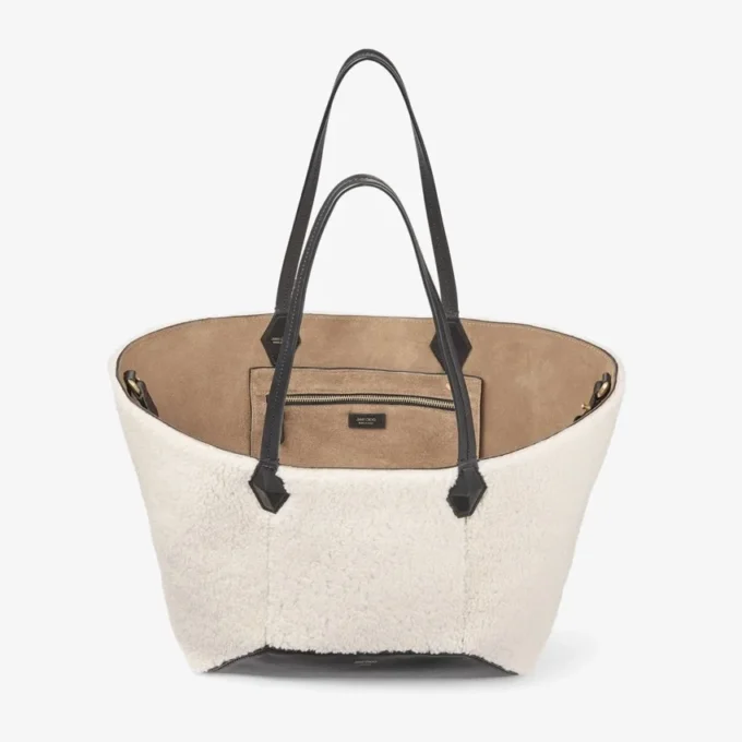 Borsa Tote Diamond media in shearling naturale Borsa Tote Diamond media in shearling naturale