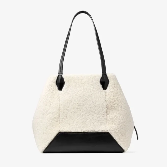 Borsa Tote Diamond media in shearling naturale Borsa Tote Diamond media in shearling naturale