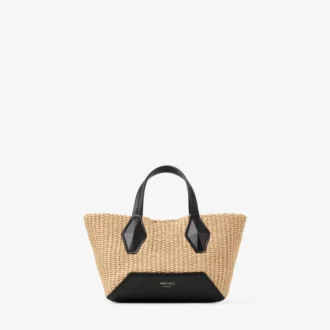 Borsa Tote Diamond Mini in rafia naturale