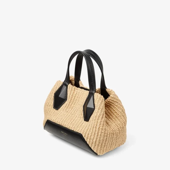 Borsa Tote Diamond Mini in rafia naturale Borsa Tote Diamond Mini in rafia naturale
