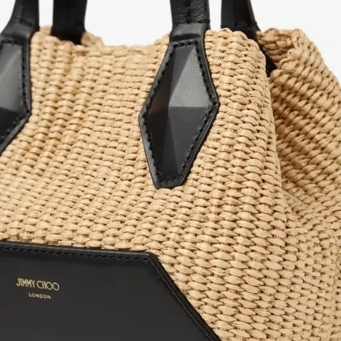 Borsa Tote Diamond Mini in rafia naturale Borsa Tote Diamond Mini in rafia naturale