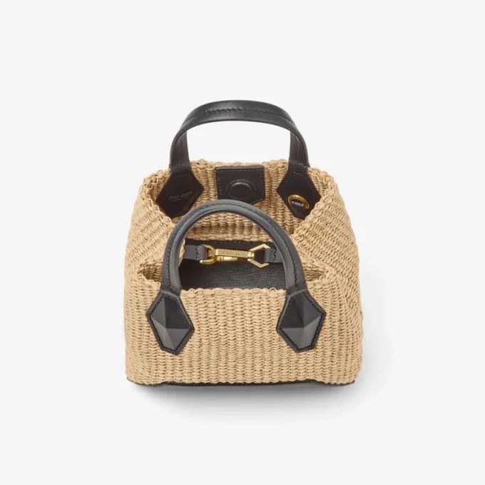 Borsa Tote Diamond Mini in rafia naturale Borsa Tote Diamond Mini in rafia naturale