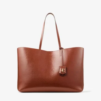 Borsa tote Nine2Five East-West in pelle con stampa Elaphe color cognac