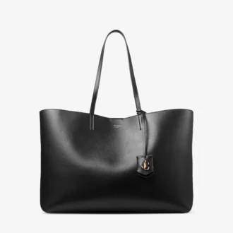 Borsa Tote Nine2Five East-West in pelle di vitello liscia nera