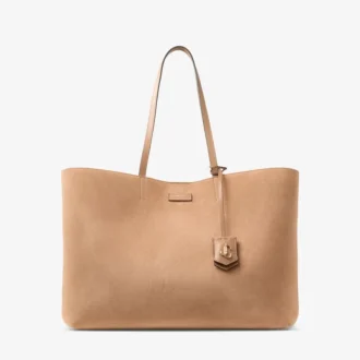 Borsa Tote Nine2Five East-West in pelle scamosciata color caramello