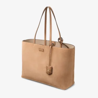 Borsa Tote Nine2Five East-West in pelle scamosciata color caramello