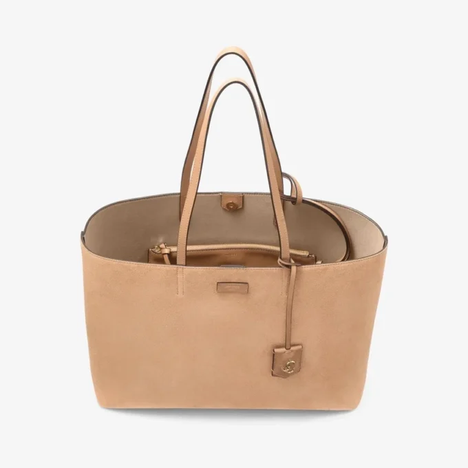 Borsa Tote Nine2Five East-West in pelle scamosciata color caramello Borsa Tote Nine2Five East-West in pelle scamosciata color caramello