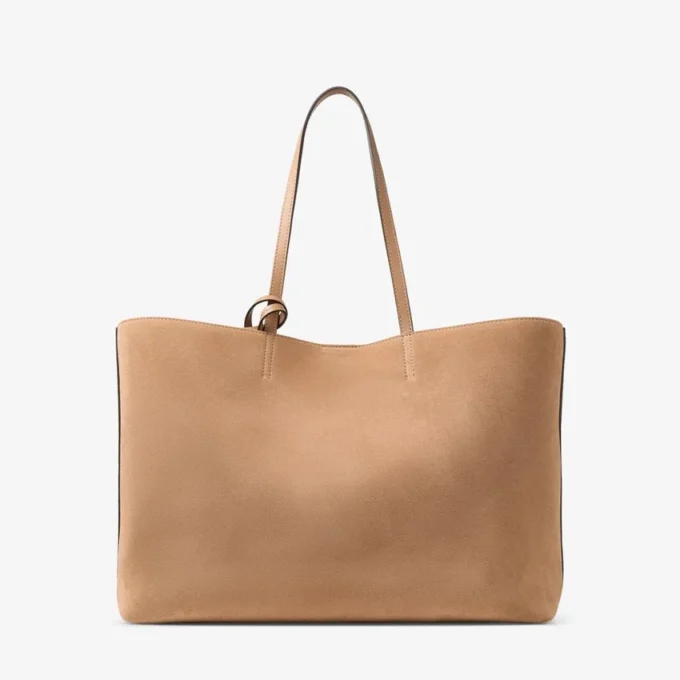 Borsa Tote Nine2Five East-West in pelle scamosciata color caramello Borsa Tote Nine2Five East-West in pelle scamosciata color caramello