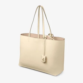 Borsa Tote Nine2Five East-West in pelle stampata Elaphe color Buttermilk