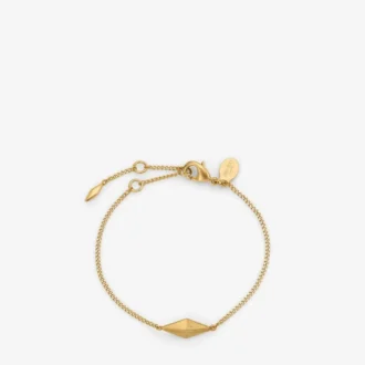 Bracciale a maglie sottili a rombi Bracciale a catena sottile con finitura dorata Bracciale a maglie sottili a rombi Bracciale a catena sottile con finitura dorata