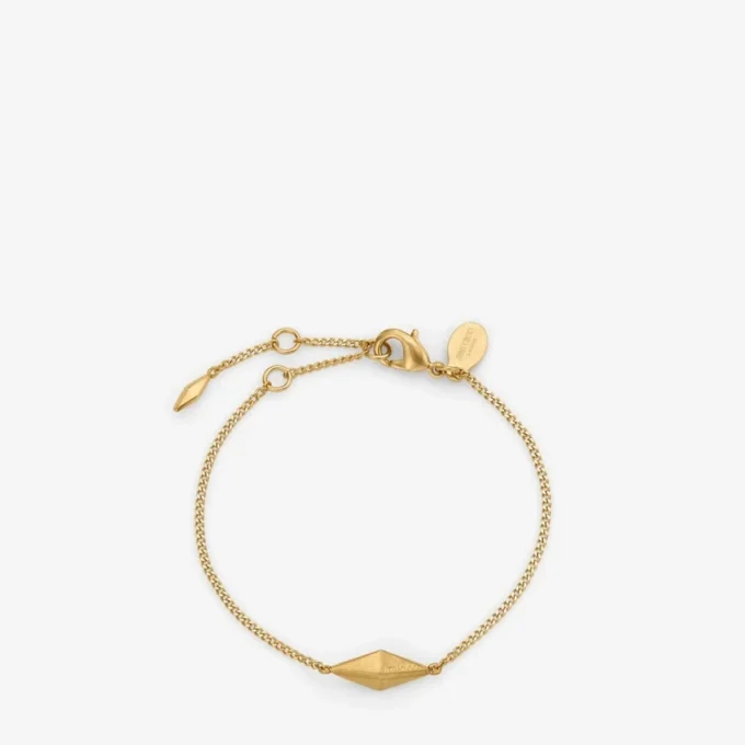 Bracciale a maglie sottili a rombi Bracciale a catena sottile con finitura dorata