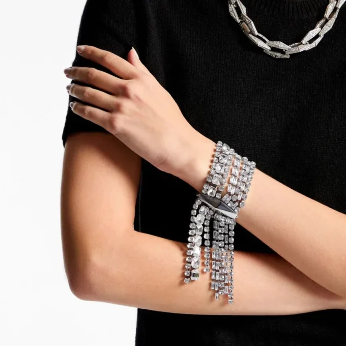 Bracciale Zendra Bracciale in cristallo con finitura argento Bracciale Zendra Bracciale in cristallo con finitura argento