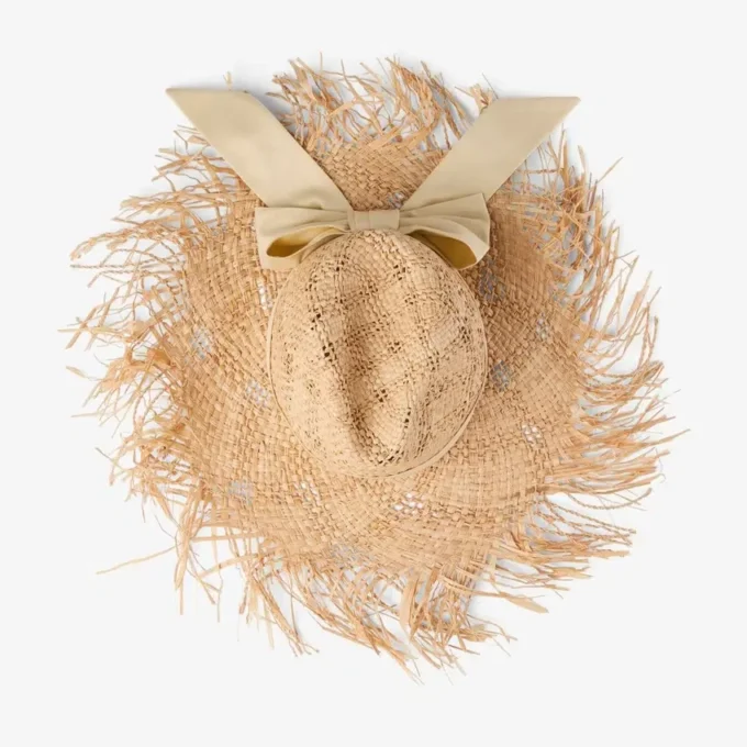 Cappello Thalia Small in rafia naturale con fiocco in nastro Cappello Thalia Small in rafia naturale con fiocco in nastro