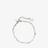Cavigliera con perla e cristalli Cavigliera in metallo con finitura argento con ciondoli a forma di perla, cristallo e monogramma Jc Cavigliera con perla e cristalli Cavigliera in metallo con finitura argento con ciondoli a forma di perla, cristallo e monogramma Jc