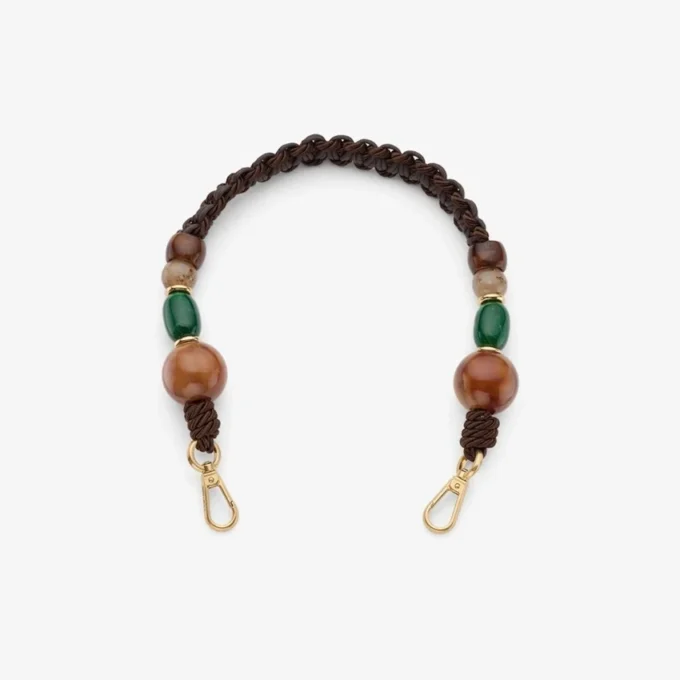 Cinturino intrecciato Cinturino in corda intrecciata marrone multicolore con perline Cinturino intrecciato Cinturino in corda intrecciata marrone multicolore con perline