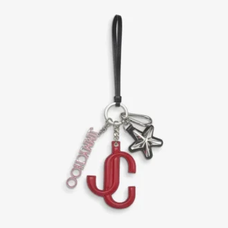 Ciondolo Jc Multi Charm in pelle di vitello rosso e rosa confetto con logo a stella