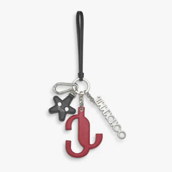 Ciondolo Jc Multi Charm in pelle di vitello rosso e rosa confetto con logo a stella Ciondolo Jc Multi Charm in pelle di vitello rosso e rosa confetto con logo a stella