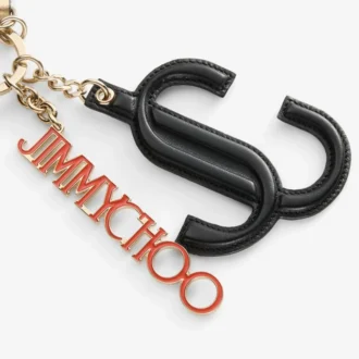Ciondolo per borsa Jc Multi Charm in pelle di vitello nera e arancione con logo a stella