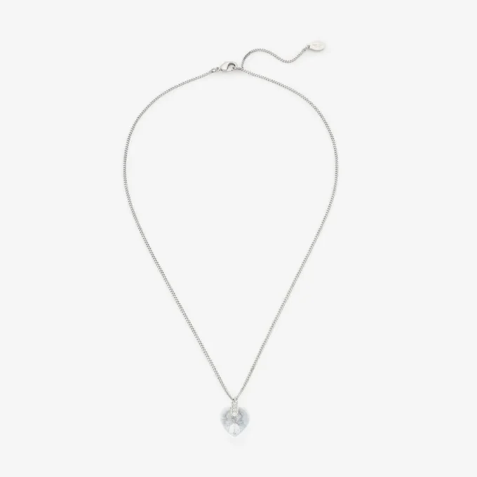 Collana a cuore Collana a cuore con finitura argento e cristalli Collana a cuore Collana a cuore con finitura argento e cristalli