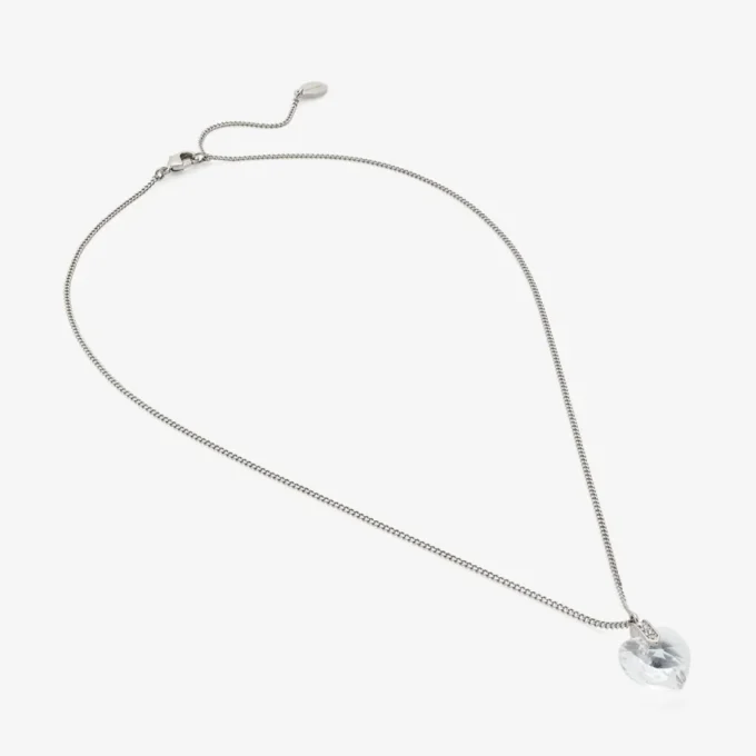 Collana a cuore Collana a cuore con finitura argento e cristalli Collana a cuore Collana a cuore con finitura argento e cristalli