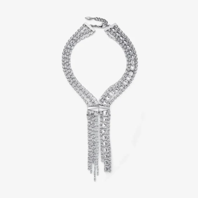 Collana Zandra Collana in cristallo con finitura argento Collana Zandra Collana in cristallo con finitura argento