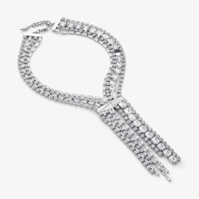 Collana Zandra Collana in cristallo con finitura argento Collana Zandra Collana in cristallo con finitura argento