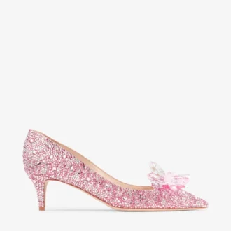 Décolleté a punta Allure in camoscio rosa misto e ricoperte di cristalli