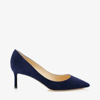Décolleté a punta in camoscio blu navy Romy 60