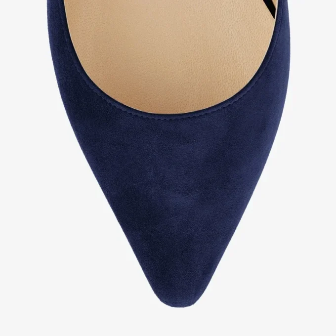 Décolleté a punta in camoscio blu navy Romy 60 Décolleté a punta in camoscio blu navy Romy 60