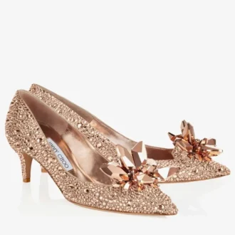 Décolleté a punta ricoperte di cristalli Allure in oro rosa