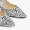 Décolleté a punta Romy 60 in tessuto glitterato grossolano color champagne