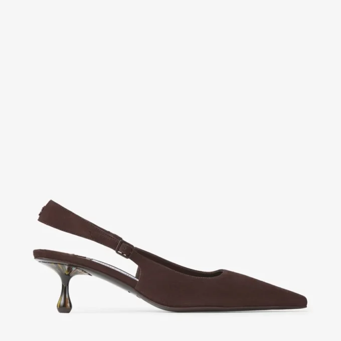 Décolleté Amel 50 in pelle scamosciata color cioccolato