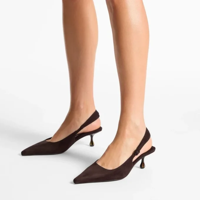 Décolleté Amel 50 in pelle scamosciata color cioccolato