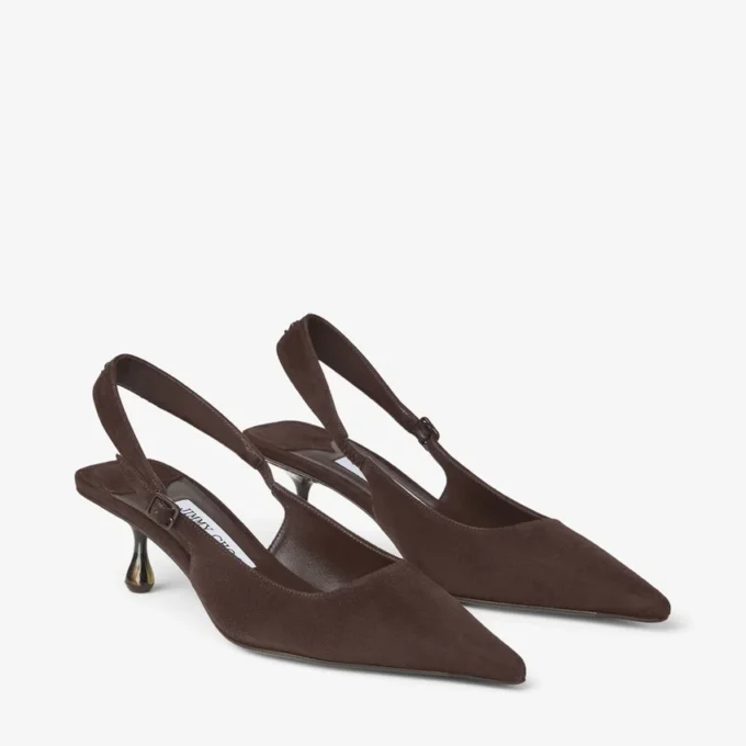Décolleté Amel 50 in pelle scamosciata color cioccolato