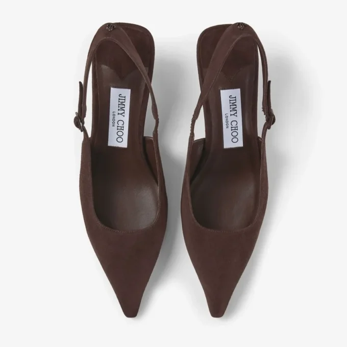 Décolleté Amel 50 in pelle scamosciata color cioccolato