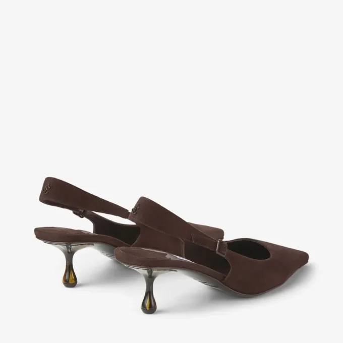 Décolleté Amel 50 in pelle scamosciata color cioccolato