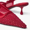 Décolleté Amel 50 in rete di cristallo rosso rubino e raso
