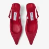 Décolleté Amel 50 in rete di cristallo rosso rubino e raso