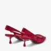Décolleté Amel 50 in rete di cristallo rosso rubino e raso