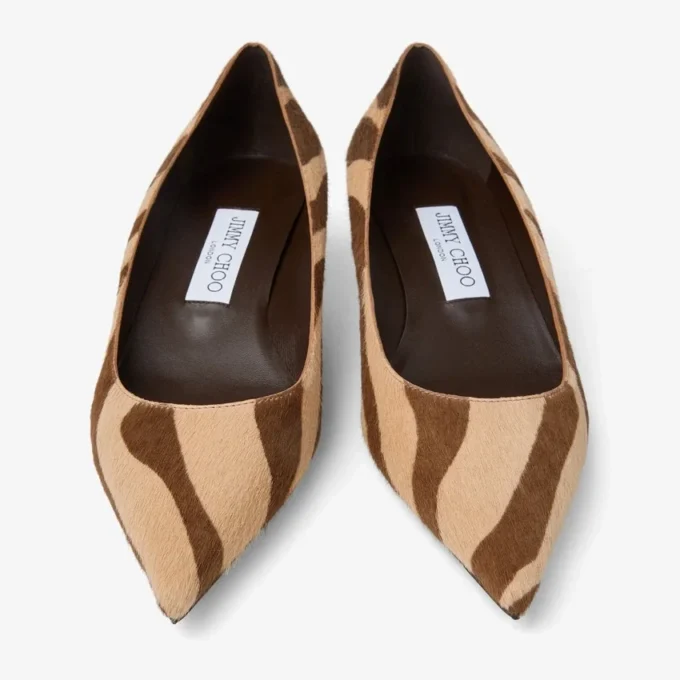 Décolleté Amelia 35 in cavallino con stampa zebrata color cioccolato