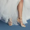 Décolleté Azia 95 in raso avorio con decorazioni in cristallo