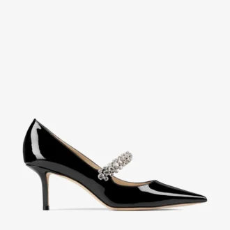 Décolleté Bing 65 in vernice nera con cristalli