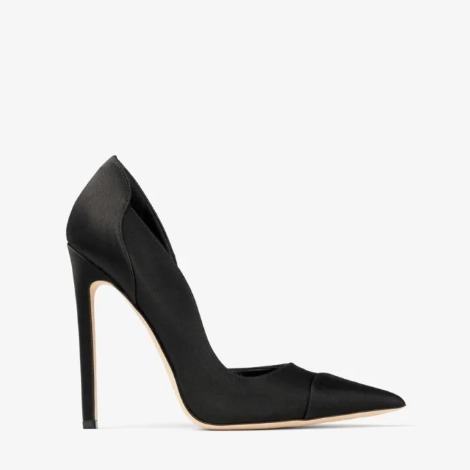 Décolleté Brigitte 120 in raso nero