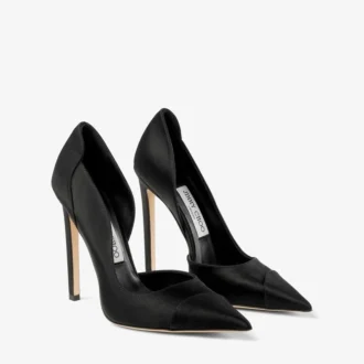 Décolleté Brigitte 120 in raso nero