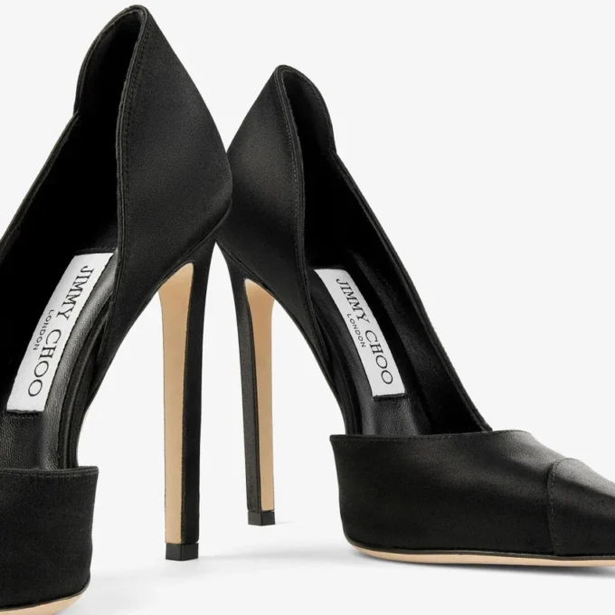 Décolleté Brigitte 120 in raso nero